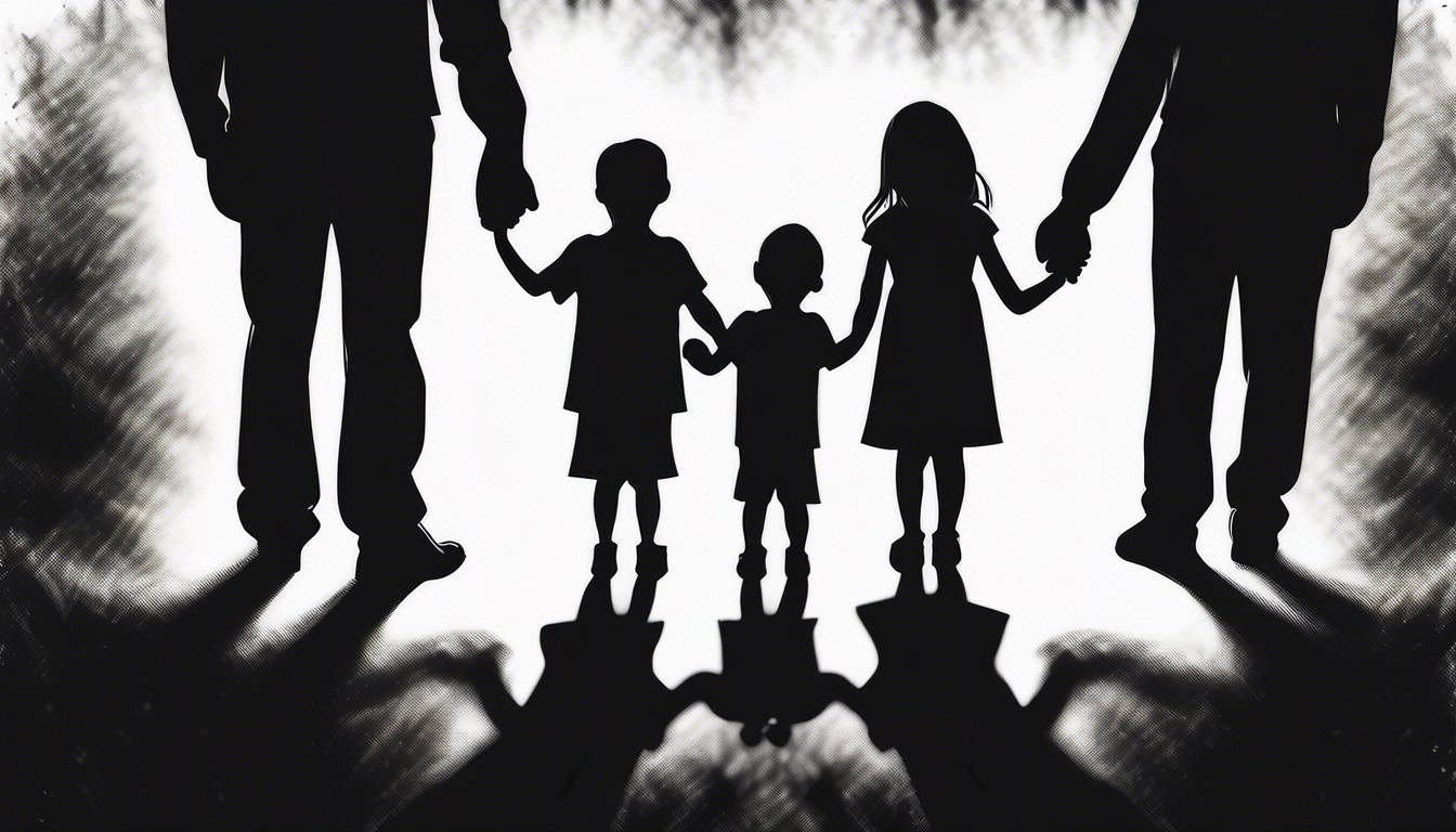 black and white sketch of a family holding hands at a vigil