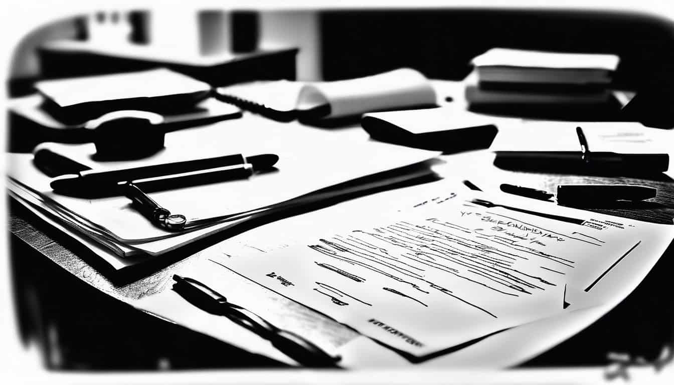 A black and white sketch of a psychiatrist's desk with an open file marked 'Y. Saldivar'.